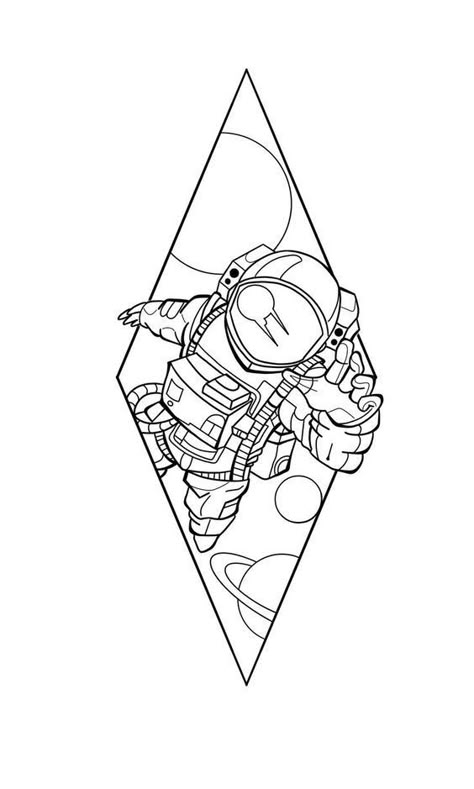 Traceable Tattoo Designs, Space Tattoo Outline, Astronaut Tattoo Stencil, Astronaut Outline, Geometric Space Tattoo, Stencil Outline Tattoo, Astronaut Tattoo Design, Astronaut Sketch, Tattoo Outline Drawing Stencil Design