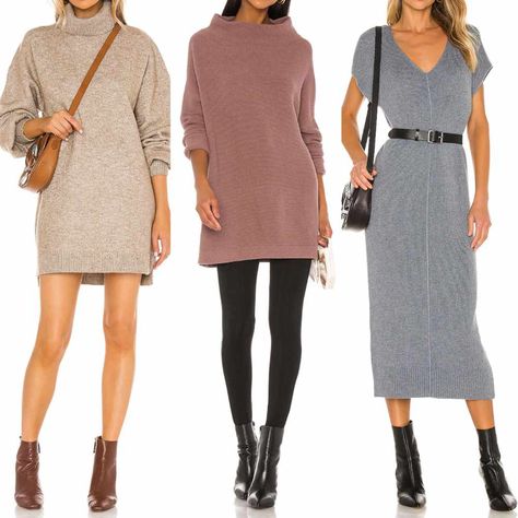 How to Wear a Sweater Dress with Boots & Shoes: from Ankle Boots to High Boots! Sweater With Dress, January Style, Dress Boots Outfit, Sweater Dress Outfits, Dress With Ankle Boots, Botton Down Dress, Foral Dress, Dresses With Boots, Building A Capsule Wardrobe