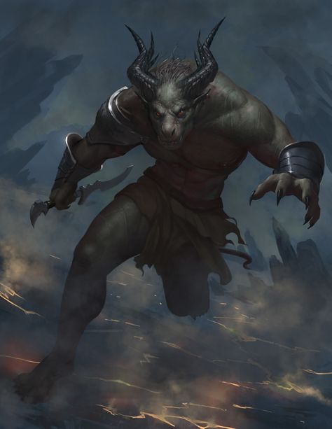 ArtStation - Hunter Dnd Theros, Minotaur Dnd, Monsters Mythology, Dnd Monsters, Fantasy Races, Fantasy Monster, Wow Art, Creature Concept Art, Warhammer Fantasy