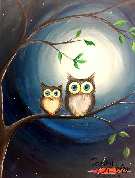 Explore Swig of Color's photos on Flickr. Swig of Color has uploaded 116 photos to Flickr. Painting Owls, Owl Canvas Painting, Two Owls, Owl Artwork, Owl Canvas, Colour Painting, Owls Drawing, Easy Canvas Painting, 수채화 그림