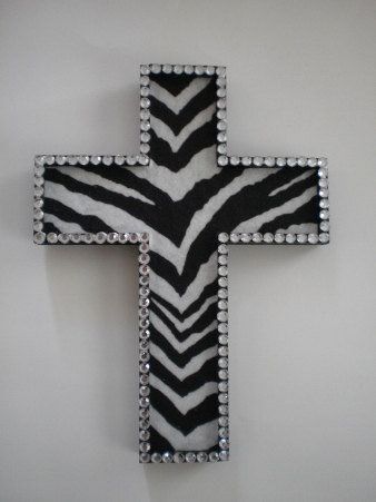 Zebra print. Bling. Cross<3 River Rock Wall, Zebra Room, Windmill Decor, Office Patio, Stone Cross, Cross Crafts, Wall Cross, Cross Art, Wood Cross