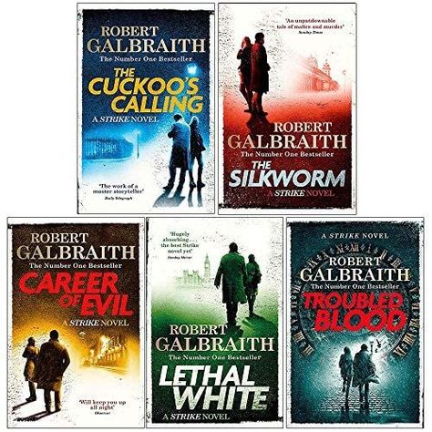 I love this series of mysteries by "Robert Galbraith," a pseudonym for J.K. Rowlings of Harry Potter fame. I've read both hard copies and listened to the audio books, which are good too. The sixth book just came out! #affiliate Cormoran Strike, Robert Galbraith, Detective Fiction, Private Detective, Books Collection, Private Investigator, Cold Case, Mystery Series, Reading Ideas