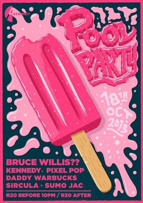 Plakat Design Inspiration, Party Poster Design, Cream Poster, Ice Cream Poster, Graphisches Design, Poster Fonts, Party Poster, Ideas Party, Brand Board