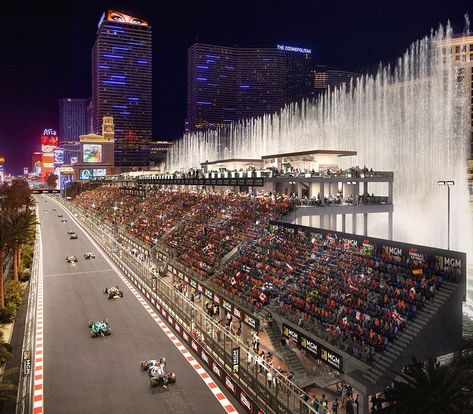 MGM Resorts Unveils Epic Bellagio Fountains Grandstands for Formula 1 Heineken Silver Las Vegas Grand Prix 2023 (w/ Video) Las Vegas Grand Prix F1, Formula 1 Las Vegas, Bellagio Fountains Las Vegas, F1 Vegas, Vegas Gif, F1 Las Vegas, Bellagio Fountains, Las Vegas Pictures, Mandalay Bay