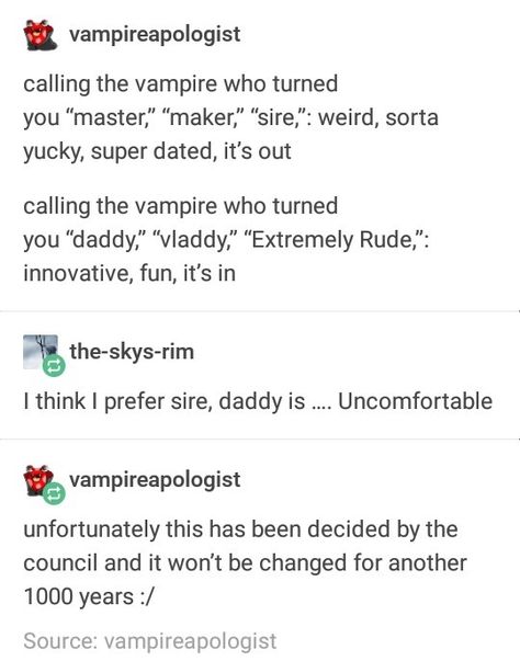 Vampire Headcanons, Vampire Tumblr, Vampire Stuff, Vampire Stories, Story Prompts, Funny Pins, Tumblr Funny, Tumblr Posts, Writing Inspiration