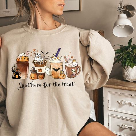 Pumpkin Spice Latte Sweatshirt, Cute Halloween Sweater, Spooky Season, Halloween Themed Drinks, Ghost Sweater, Fall Sweater, Autumn Holiday Horror Coffee, Ghost Gifts, Pumpkin Spice Shirt, Dog Mom Sweatshirt, Coffee Sweatshirt, Scary Pumpkin, Fall Coffee, Coffee Shirt, Mama Shirts