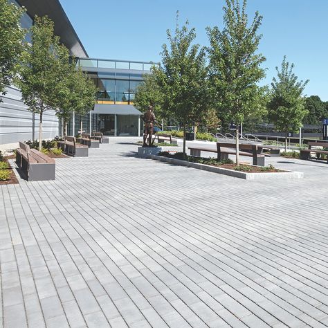 The outdoor plaza At Bentley University Arena has been paved with over 3,500 square feet of permeable paving to reduce storm water. Scaled to accommodate 2,000-3,400 person events, Eco-Line® Platform from the Permeable Collection was chosen because it is cost-effective, heavy-duty and durable. The plaza will provide a gathering place to welcome the entire Bentley community for many years to come.
#permeableplank #peremablepaving #unilock #plankpavers #modernpaving #landscapedesign Permeable Pavement, Bentley University, Unilock Pavers, Permeable Paving, Landscape And Urbanism Architecture, Plaza Design, Storm Water, Paving Pattern, Permeable Pavers