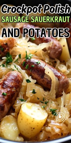 Enjoy the comforting and hearty flavors of Eastern Europe with this Easy Crockpot Polish Sausage Sauerkraut and Potatoes dish. Perfect for busy weeknights or a cozy family dinner, this recipe… Polish Sausage And Potatoes Crockpot, Crockpot Polish Sausage, Polish Sausage Sauerkraut And Potatoes, Sauerkraut And Potatoes, Crockpot Sausage And Potatoes, Sausage Crockpot Recipes, Polish Sausage Recipes, Potato Recipes Crockpot, Polish Dishes