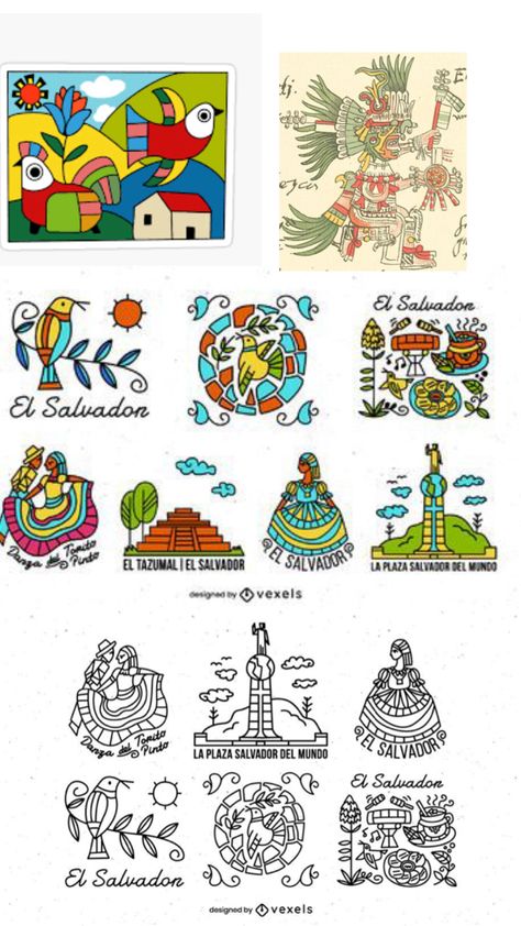 El Salvador Art, El Salvador Culture, Recuerdos Primera Comunion Ideas, Hispanic Culture, Hispanic Heritage Month, Chicano Art, School Tattoo, Art Inspo, Art Style