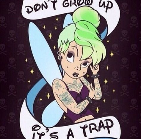 Yep. Punk Tinkerbell, Tinkerbell Quotes, Emo Disney, Tinker Bell Tattoo, Tinkerbell Pictures, Goth Disney, Punk Disney Princesses, Disney Princess Tattoo, Tinkerbell And Friends