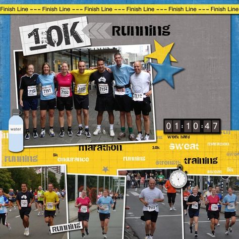 On the Run - Scrapbook.com Running Scrapbook, Scrapbooking Sports, Scrapbook Planning, School Scrapbook Layouts, Scrapbook Design Layout, Disney Scrapbook Pages, School Scrapbook, Family Photo Album, Scrapbook Room