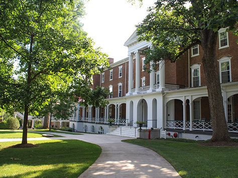 Hollins University Quadrangle, Roanoke, VA | Founded in 1842 as the coeducational Valley Union Seminary, Hollins College became Virginia’s first institution of higher education exclusively for women when its director Charles Cocke changed its status to an all-girls institution in 1852. Constructed on the site of the Botetourt Springs resort established in 1820, Cocke donated his salary to the conversion of the resort into a campus. http://tclf.org/landscapes/hollins-university-quadrangle Hollins University, Otterbein University, Southern Illinois University Carbondale, Ohio Wesleyan University, Vintage Howard University, Spring Resort, College Campus, University Campus, College Life