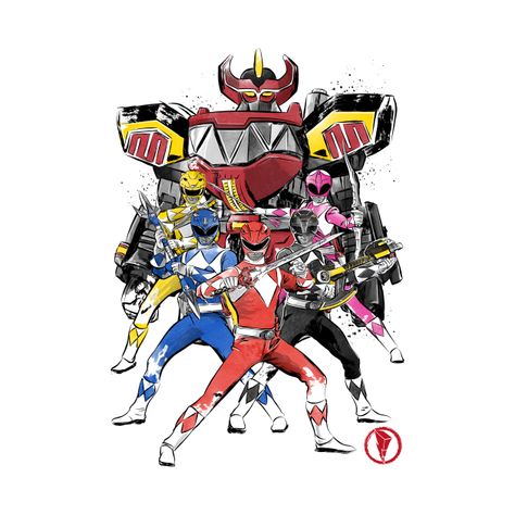 Power Rangers Poster, Power Rangers T Shirt, Anime Tshirt, Mighty Morphin Power Rangers, Power Ranger, Artist Community, Sumi E, Kids Magnets, Phone Case Stickers