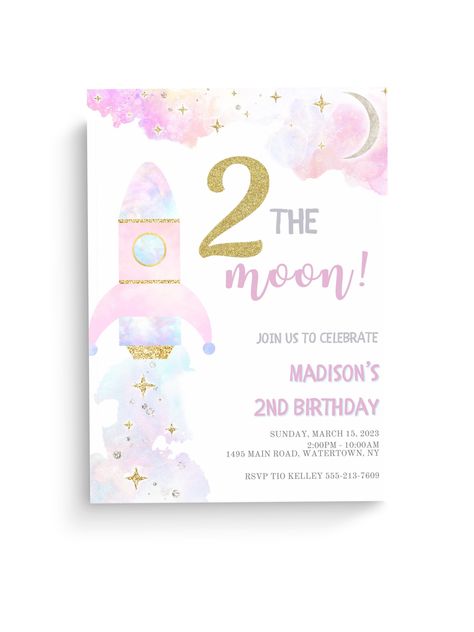 Two The Moon Themed Birthday Party, Two The Moon Birthday Party Girl, Outer Space Birthday Party, Two The Moon, Birthday Party Pink, Flower Birthday Party, Second Birthday Ideas, Moon Party