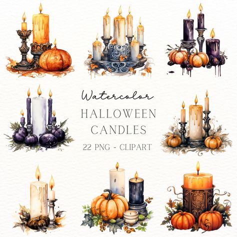 Watercolor Halloween Candles Clipart: Spooky Candle Illustrations for Scrapbooking, Party Invitations, and Halloween Decor https://digitalduskyrose.etsy.com/listing/1780946133 Illuminate your Halloween projects with our Watercolor Halloween Candles Clipart collection. This set features eerie yet enchanting candle illustrations perfect for adding a haunting glow to your scrapbooking, party invitations, and Halloween decor. Each high-resolution image captures the mysterious and spooky essence... Candles Clipart, Candle Illustration, Colored Drawings, Candle Clipart, Themed Candles, Candle Designs, Detailed Watercolor, Gothic Elegance, Halloween Candle