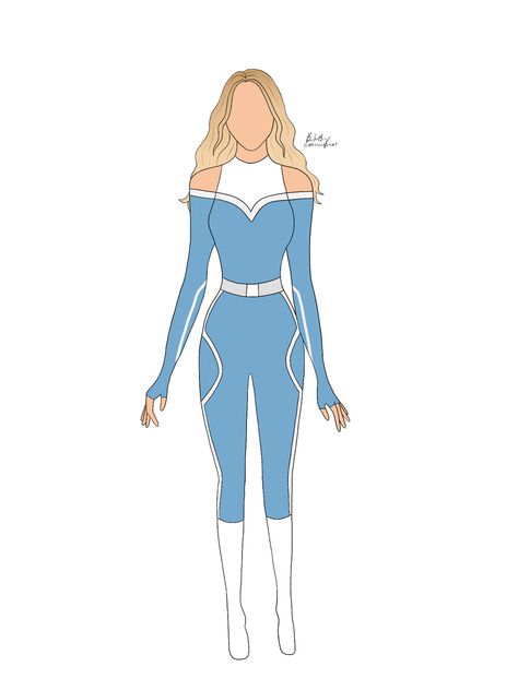 Light Blue Hero Costume Design, Imaginary Superhero Drawings, Blue Hero Costume Design, Super Hero Suits Designs Female, Superhero Suit Design Female Blue, Blue Superhero Suit Female, Black And Blue Superhero Suit Female, Superhero Suit Design, Superhero Outfits Design