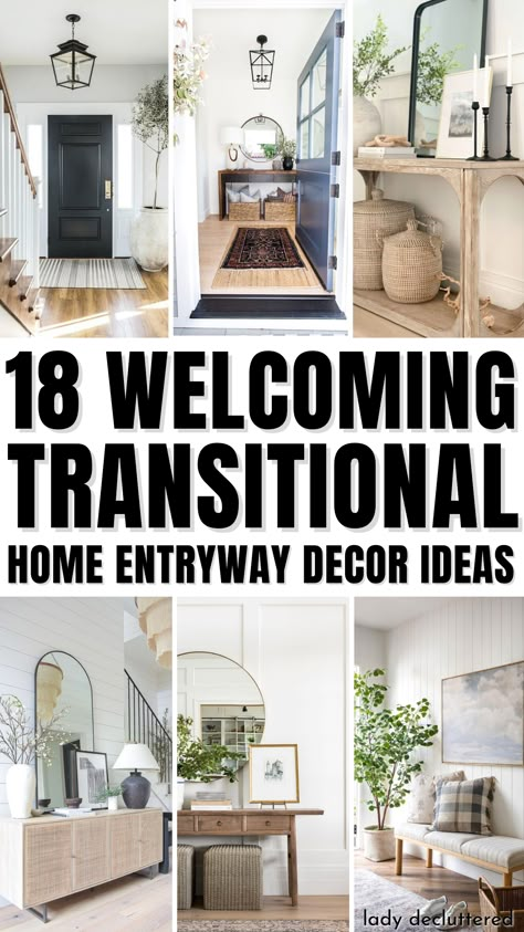 18 Welcoming Transitional Home Entryway Decor Ideas Entry Way Decor Ideas, Home Entry Decor, Entrance Ideas Entryway, Transitional Home Decor Ideas, Foyer Wall Decor, Transitional Entryway, Small Entryway Ideas, Foyer Ideas Entryway, Entry Way Decor