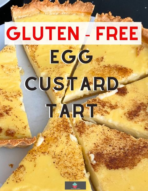 Gluten-Free Egg Custard Tart with a lovely home made gluten free shortcrust pastry and a very silky smooth egg filling. Also recipe to make individual tarts. Gluten Free Custard, Individual Tarts, Custard Tartlets, Egg Custard Tart, Peaches And Cream Dessert, Gluten Free Desserts Thanksgiving, Egg Custard Pie, Fruit Trifle, Coconut Tart