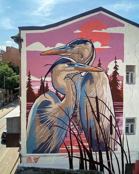 “In silence” by Vadim Mezzo in Rostov-on-Don, Russia | STREET ART UTOPIA Bird Street Art, Being In Nature, Mural Art Design, Street Art Utopia, Graff Art, Garden Mural, Wall Street Art, Rostov On Don, School Murals