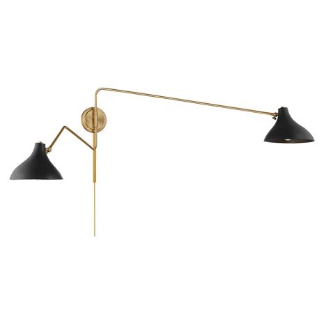 Joss & Main Elyse 2 - Light Dimmable Swing Arm | Wayfair Kitchen Wall Lamp, Antiques And Modern Decor, Bed Lamps Wall, Stairs Nook, Tv Den, 2024 Bedroom, Apt Decor, Bed Lamp, Iron Wall Sconces