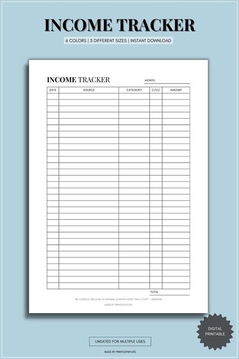 Business Bookkeeping, Income Tracker, Monthly Budget Printable, Money Planner, Digital Money, Small Business Bookkeeping, Financial Budget, Planner Monthly, Budget Printables