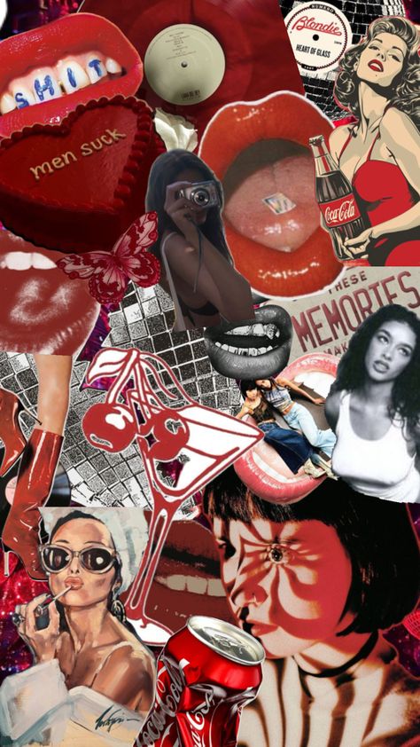 Red, black, white, silver, collage, aesthetic, women, coke, cherry, lips Coke Cherry, Silver Aesthetic, Cherry Lips, 24th Birthday, Aesthetic Women, Aesthetic Collage, White Silver, Black Silver, Cherry