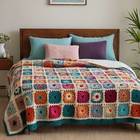 30 Cozy Crocheted Blanket Ideas for Every Style - DIGIDIA Crochet Comforter, Crochet Reusable, Unique Crochet Blanket, Crochet Bed, Bags Crochet, Crocheted Blanket, Blanket Ideas, Creative Crochet, Stylish Sweater