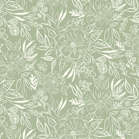 Sage Green Design Wallpaper, Green Kitchen Wallpaper, Phone Profile, Green Baby Bedding, Neutral Crib, Floral Sketch, Sage Green Wallpaper, Floral Bedding, Poster Background