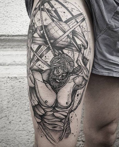 KURO BLCK su Instagram: "In Greek mythology, the Titan Atlas was responsible for bearing the weight of the heavens on his shoulders, a burden given to him as…" Atlas Mythology, Mandala Arm Tattoos, Sketch Tattoos, Atlas Tattoo, Abstract Tattoos, Greek Mythology Tattoos, Map Tattoos, Mens Shoulder Tattoo, Mythology Tattoos