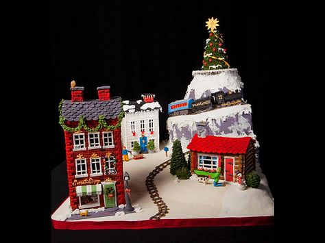 Polar Express Gingerbread House Gingerbread House Village, Gingerbread House Competition, Polar Express Party, Grove Park Inn, All Things Gingerbread, Gingerbread House Cookies, House Village, Gingerbread Village, Cookie House