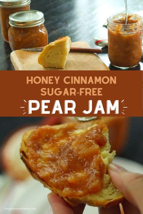 Pears Recipes Jam, Pear Jam Recipe Simple, Pear Honey Recipe Canning, Canning Pears Without Sugar, Pear Honey Recipe, Pear Recipes Healthy, Pear Jam Recipe, Cottage Pantry, Low Sugar Jam Recipes