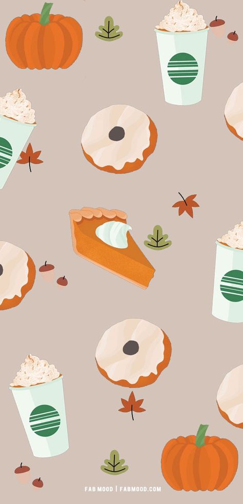 Thanksgiving Backgrounds Aesthetic, Halloween Backrounds, Fall Donuts, Apple Background, Thanksgiving Background, Thanksgiving Pumpkin Pie, October Wallpaper, Thanksgiving Wallpaper, Cute Pastel Wallpaper