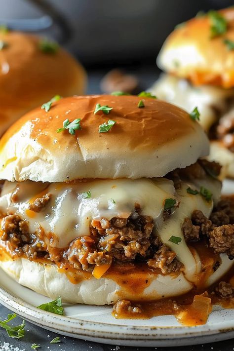 Philly Cheesesteak-Style Sloppy Joe Recipe Elevated Sloppy Joe, Open Faced Sloppy Joes, Sloppy Joe Stuffed Peppers, Unique Sloppy Joe Recipes, Philly Cheese Steak With Ground Beef, Sloppy Joe’s, Ground Beef Sandwich Recipes, Sloppy Joe Sides, Sloppy Joes For A Crowd