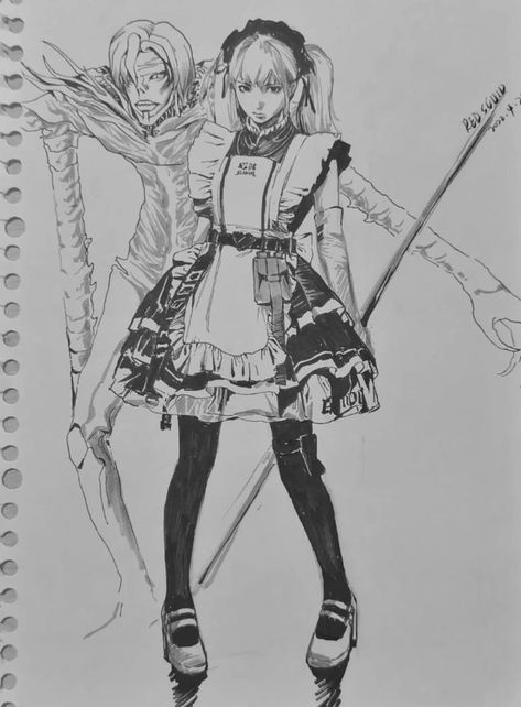 Misa Amane Reference, Manga Art Poses, Anime Fanart Sketch, Black And White Misa Amane, Manga Pencil Drawings, Manga Sketch Art, Misa Misa Drawing, Sketchbook Ideas Black And White, Misa Amane Drawing Sketch