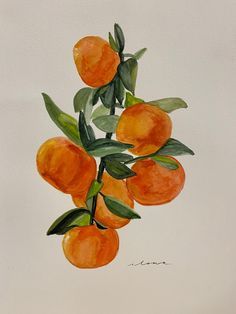 Oranges Painting Easy, Orange Flower Painting Easy, Orange Tree Aesthetic Painting, Watercolor Art Orange Fruit, Lemon And Orange Painting, Ocean Drawing, Watercolor Fruit, Watercolour Inspiration, Nature Drawing