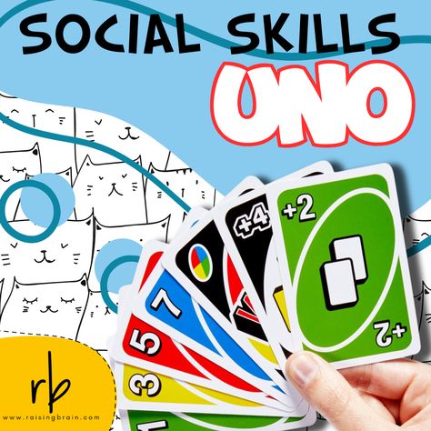 Social Skills Uno - Brain Break Game - Therapy Toolbox Uno Emotions Game, Emotions Uno, Emotions Game, Emotion Recognition, Feelings Games, Counseling Games, Therapy Questions, Middle School Counseling, Interactive Card