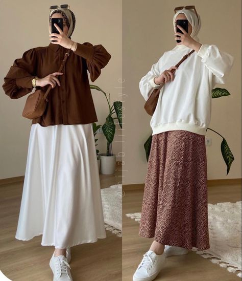 Hijab Skirt Outfit Casual, Outfit Hijab Casual Rok, Muslimah Fashion Casual, Outfit Hijab Casual, Stylish Outfits Casual, Modest Casual Outfits, Muslim Outfits Casual, Hijabi Fashion Casual, Fashion Top Outfits