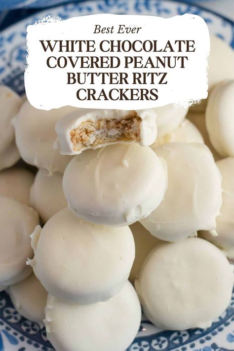 White Chocolate Covered Peanut Butter Ritz Crackers - An Alli Event No Bake White Chocolate Peanut Butter Candy, White Chocolate Peanut Butter Ritz Crackers, White Chocolate Covered Peanut Butter Ritz Crackers, White Chocolate Covered Ritz Crackers, White Chocolate Peanut Butter Ritz, White Chocolate Ritz Crackers, Ritz Peanut Butter White Chocolate, Ritz Peanut Butter Chocolate Covered, Chocolate Covered Peanut Butter Ritz