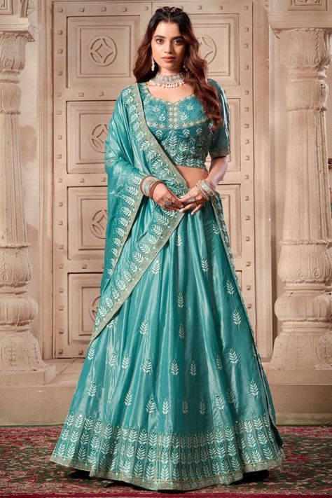 Mint Blue Embroidered Paper Silk Lehenga Choli for Wedding Blue Bridal Lehenga, Sky Blue Lehenga, Silk Bridal Lehenga, Bridal Lehenga Online, Reception Lehenga, Lehenga Wedding, Blue Lehenga, Lehenga Choli Online, Lehenga Blouse