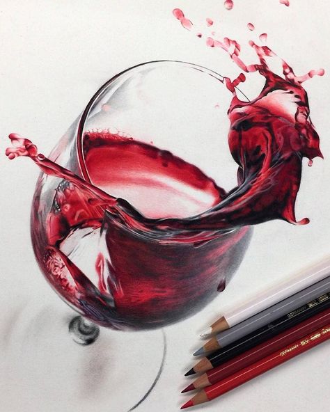 Drawing Painting Ideas, Wine Drawing, Wine Glass Drawing, Colored Pencil Art Projects, Pencil Drawings Of Flowers, Drawing Scenery, Realistic Pencil Drawings, Oil Pastels Painting, Art Photography Portrait