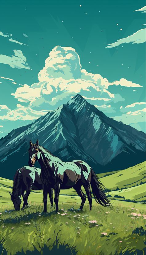 Horses Wallpaper Aesthetic, Horse Art Wallpaper, Horse Wallpaper Aesthetic, Horse Wallpaper Iphone, Horse Background, Horse Art Drawing, Modern Graphic Art, Horse Wallpaper, Horse Drawing