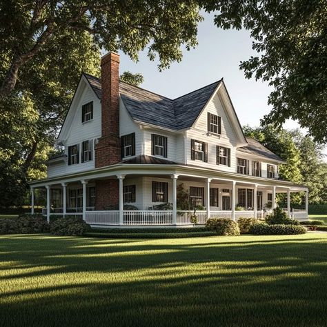 Colonial Curb Appeal, Country Home Exterior, Cottage Decor Living Room, Farmhouse Floor Plans, Farmhouse Aesthetic, Dream Life House, Country Homes, Farmhouse House, Home Aesthetic