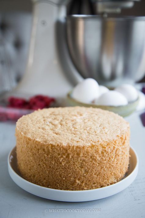 Easy Vanilla Sponge Cake (Whole Egg Method) Spong Cakes Recipe, Egg Sponge Cake, Sponge Cake Recipe Best, Genoise Sponge Cake, Basic Sponge Cake, Easy Sponge Cake Recipe, Italian Sponge Cake, Genoise Sponge, Baking Chart