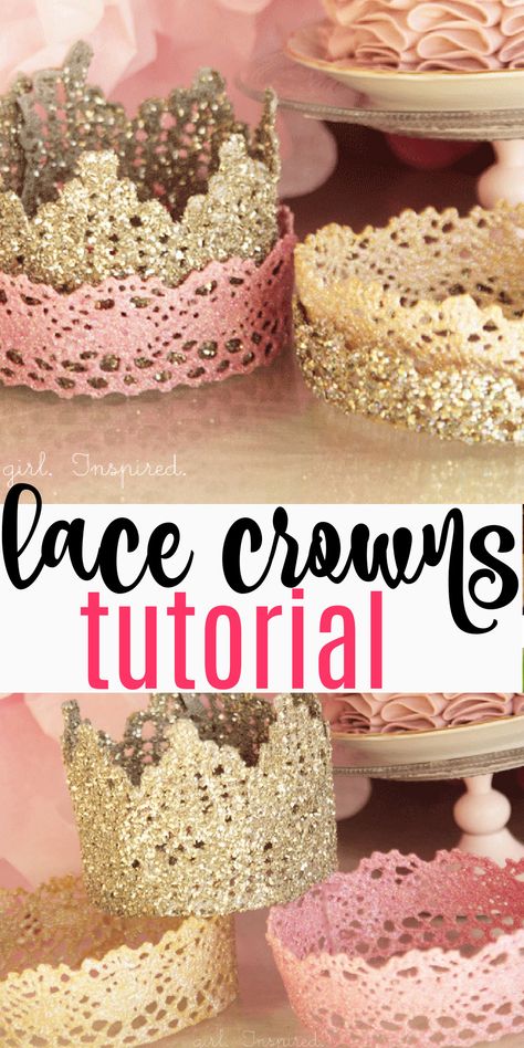 Lace Crown Diy, Lace Crown, Crown Theme, Crown Birthday, Christmas Kids Dress, Diy Princess Hat, Diy Princess Crown Craft, Princess Wands Diy, Diy Princess Wand