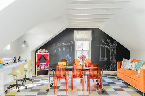 Attic Playroom Ideas, Playrooms Ideas, Organize A Playroom, Playroom On A Budget, Loft Playroom, Attic Playroom, Playroom Design, Attic Renovation, Attic Spaces