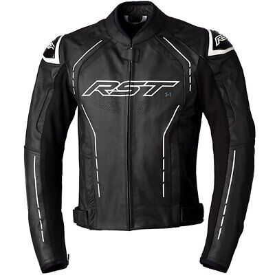 (eBay) RST S1 CE Leather Jacket Motorbike Motorcycle Black / Black / White Jaket Motor, Race Suit, Thermal Vest, Automotive Apparel, Motorcycle Jackets, Shoulder Armor, Men's Leather Jacket, Leather Jeans, Jersey Pants