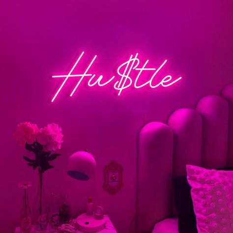 #NeonLightSigns #BrightIdeas #NeonSigns #BrightIdeas Baddie Neon Sign, Boujee Room Aesthetic, Dope Bedroom Ideas, Neon Bedroom Aesthetic, Led Lights Bedroom Aesthetic, Livingroom Wall Art, Women Cave, Baddie Apartment Ideas, Neon Lights Bedroom