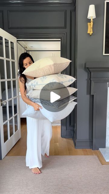 Christina Serrano on Instagram: "Affordable AND on Amazon - you just need to know where to look! ➡️ Comment PILLOWS to get my list of 39 beautiful amazon pillows - including these (and the insert I use!)✨

➡️ My pillows seen here are at the very top of the list! To Shop: Comment PILLOWS or head to my bio link!

Amazon throw pillows
throw pillows for your sofa
fall pillows
blue and white
 #serenaandlily 
#mypotterybarn" Amazon Throw Pillows, Amazon Pillows, Pillows Blue, Small Apartment Interior, Pillows Throw, Amazon Purchases, Throw Pillows Living Room, Fall Pillows, Design Board