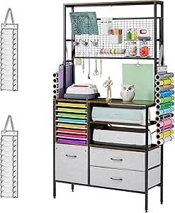 LOPASA Craft Storage Cabinet Compatible with Cricut, Craft Organizers Desk with Storage for Adults, Craft Table for Vinyl Organization, Craft Room Furniture Vinyl Organization, Craft Storage Cabinets, Storage Desk, Craft Cabinet, Craft Room Furniture, Sewing Supplies Storage, Craft Desk, Vinyl Storage, Organization And Storage