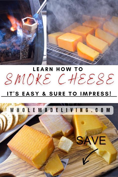 Cheese Making Recipes, Cheese At Home, Smoked Gouda Cheese, Block Of Cheese, Farmers Cheese, Cheese Gifts, Traeger Recipes, Smoked Cheese, Smoked Gouda